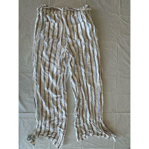 Rewind Linen Blend Stripped Pants Women's M - Picture 8 of 11